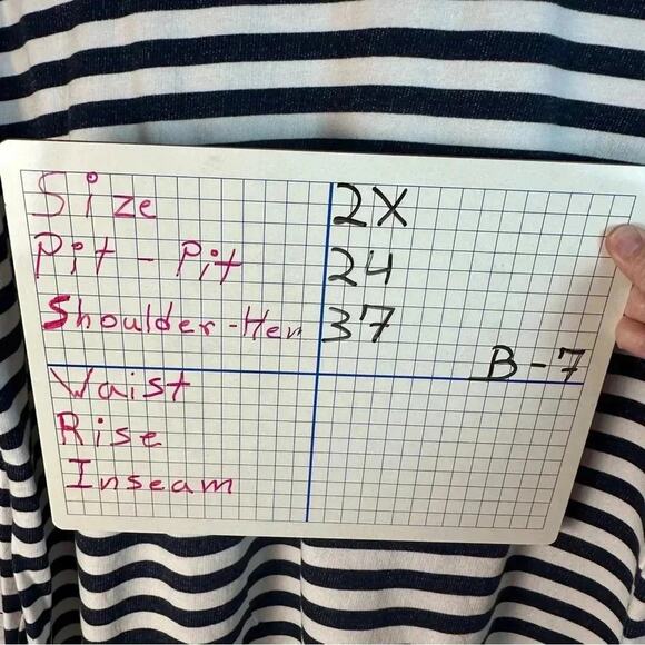 BOBEAU Striped midi dress jersey knit, cotton cuff crewneck nautical, plus size - Picture 9 of 9